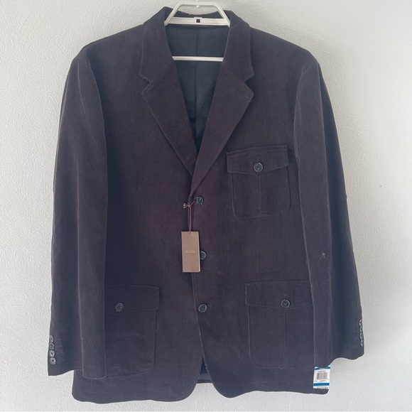 Tasso Elba Men's Brown Corduroy Blazer XL 46-48 elbow patches NWT - Picture 1 of 15